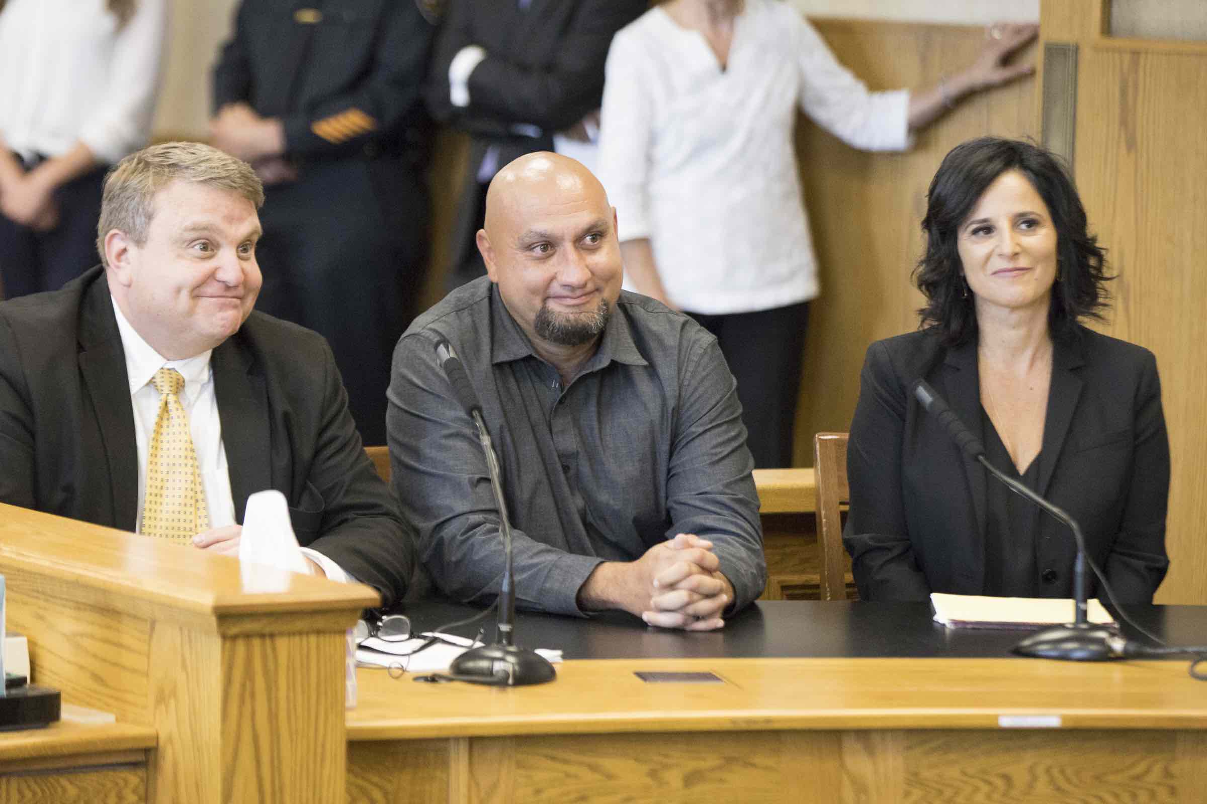 John K. Thomas, Christopher Tapp, and Vanessa Potkin - Post Conviction Relief Proceedings on Wednesday, July 17, 2019 in Idaho Falls, Idaho. (Image: Otto Kitsinger/AP Images for The Innocence Project)