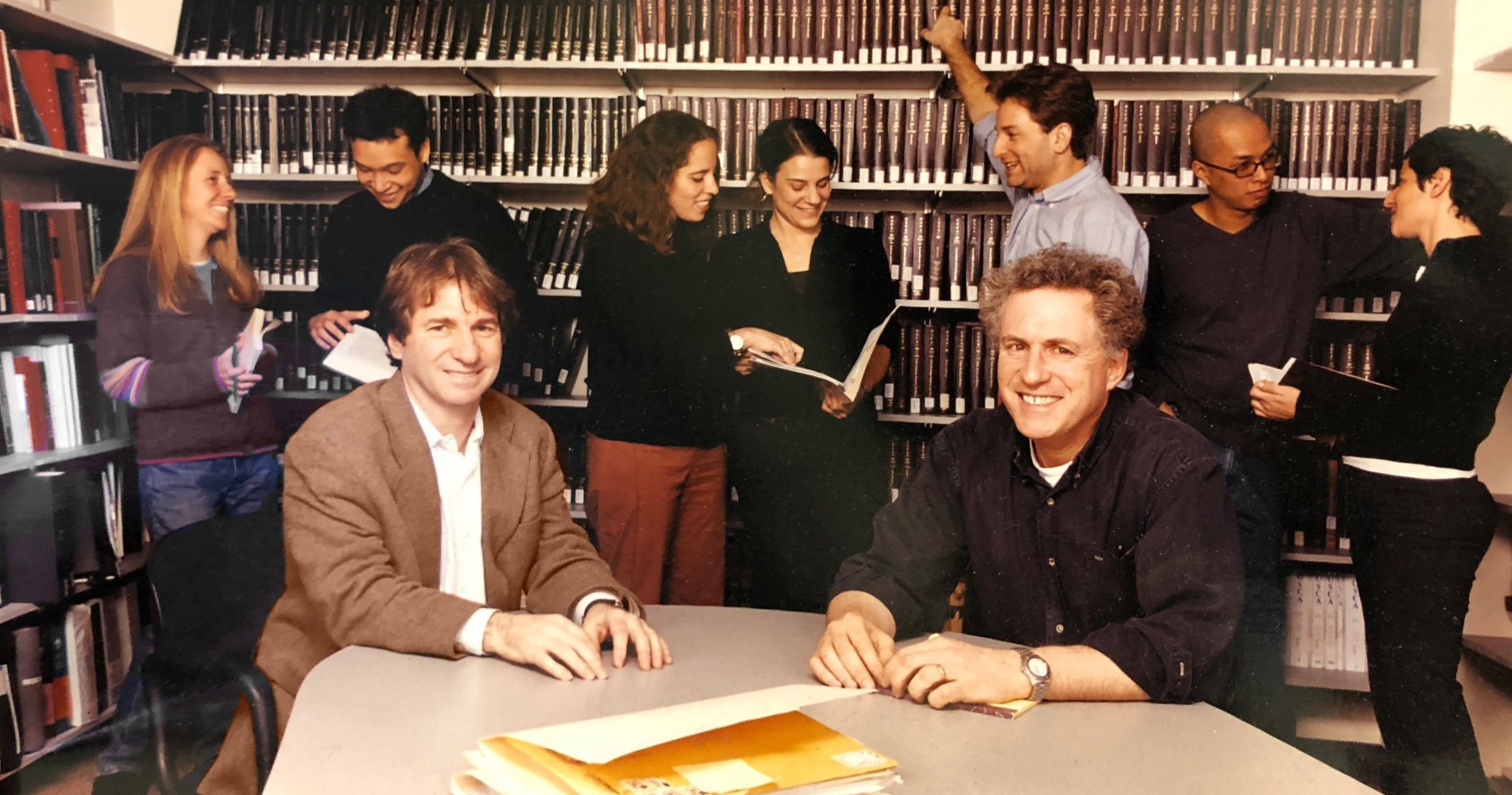 Barry Scheck and Peter Neufeld with their team.  