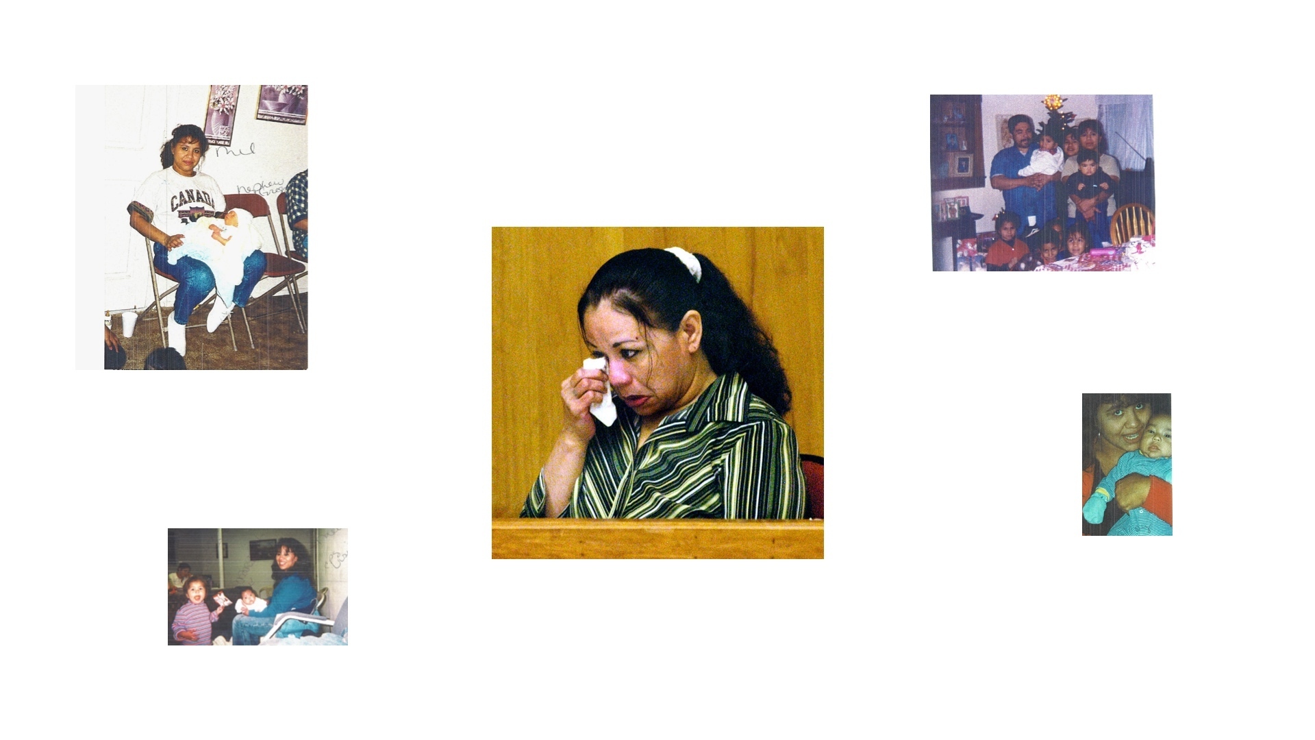 Center: Melissa Lucio at court in 2008 in Brownsville, Texas. (Image: AP Photo/Valley Morning Star, Theresa Najera). Other images provided courtesy of the Lucio family.