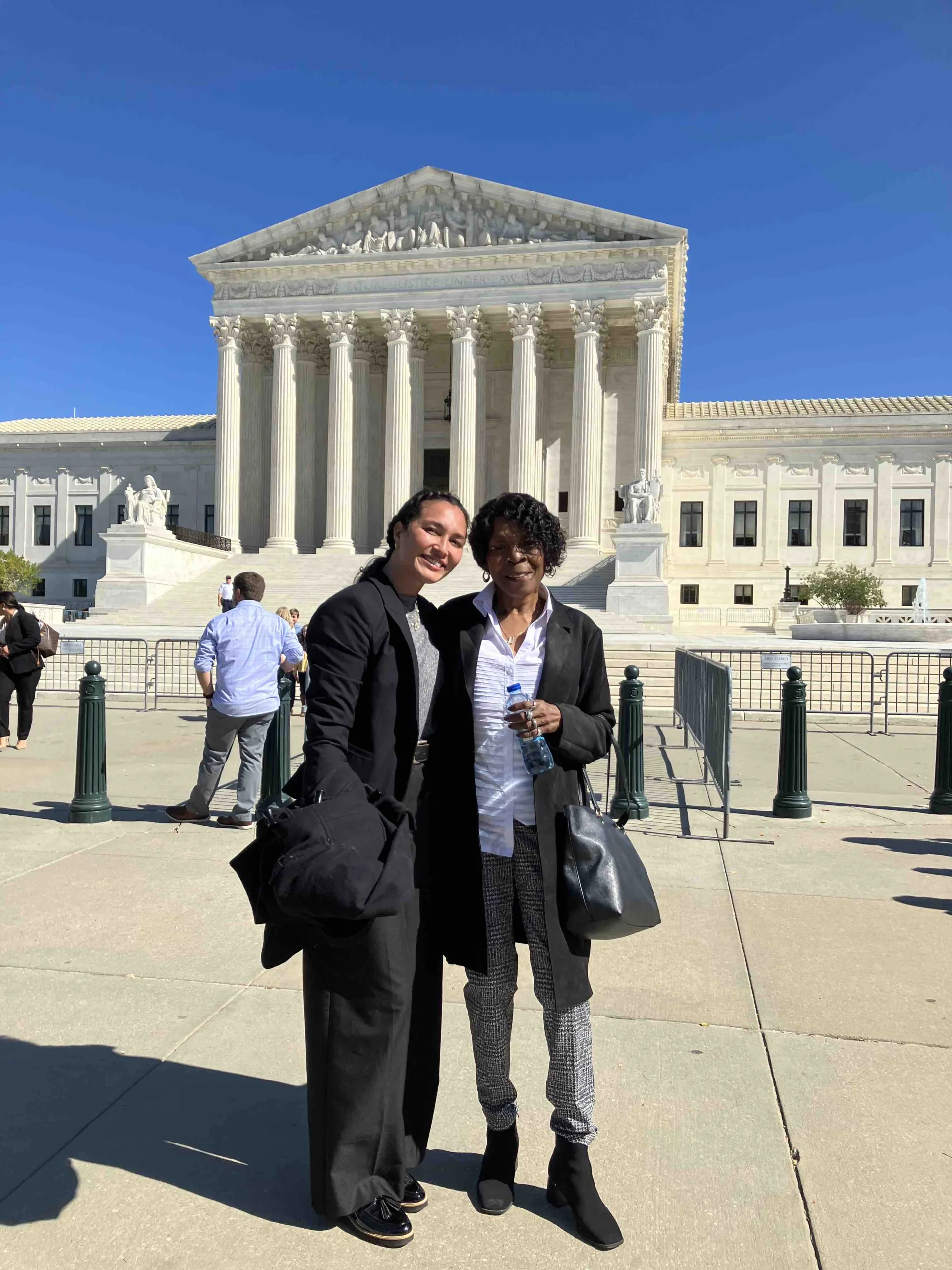 Kanani Schnider with Rodney Reed's mother Sandra Reed at the U.S. Supreme Court. (Image Courtesy of Kanani Schnider)